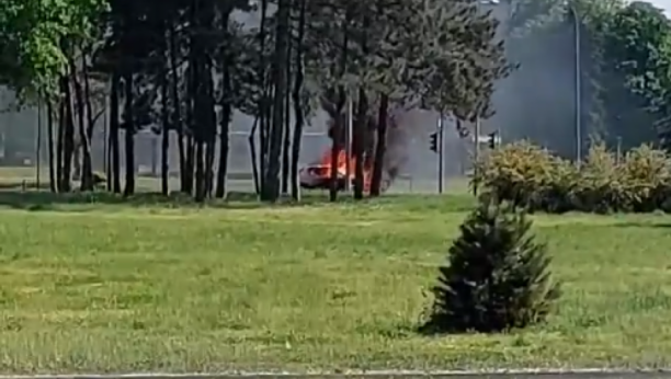 POŽAR KOD PALATE SRBIJA Automobil gori u buktinji i crnom dimu (VIDEO)