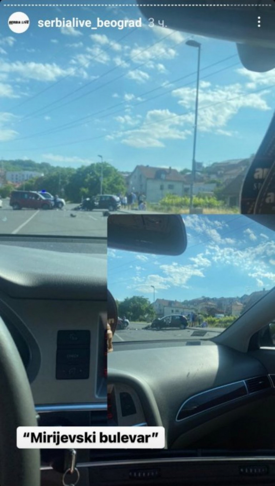 UDES NA MIRIJEVSKOM BULEVARU Dva automobila potpuno uništena (FOTO)