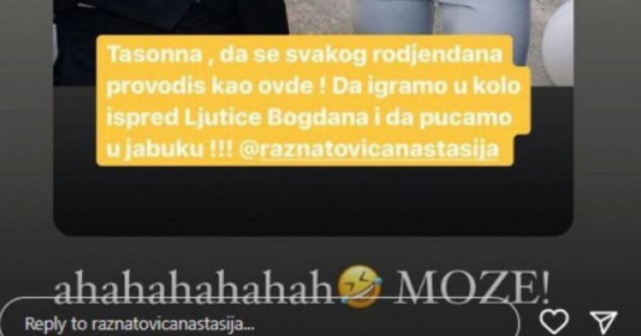 KOLO ISPRED LJUTICE BOGDANA I PUCANJE U JABUKU Anastasija dobila nesvakidašnju čestitku za rođendan i to od njega, a pevačicina reakcija govori sve