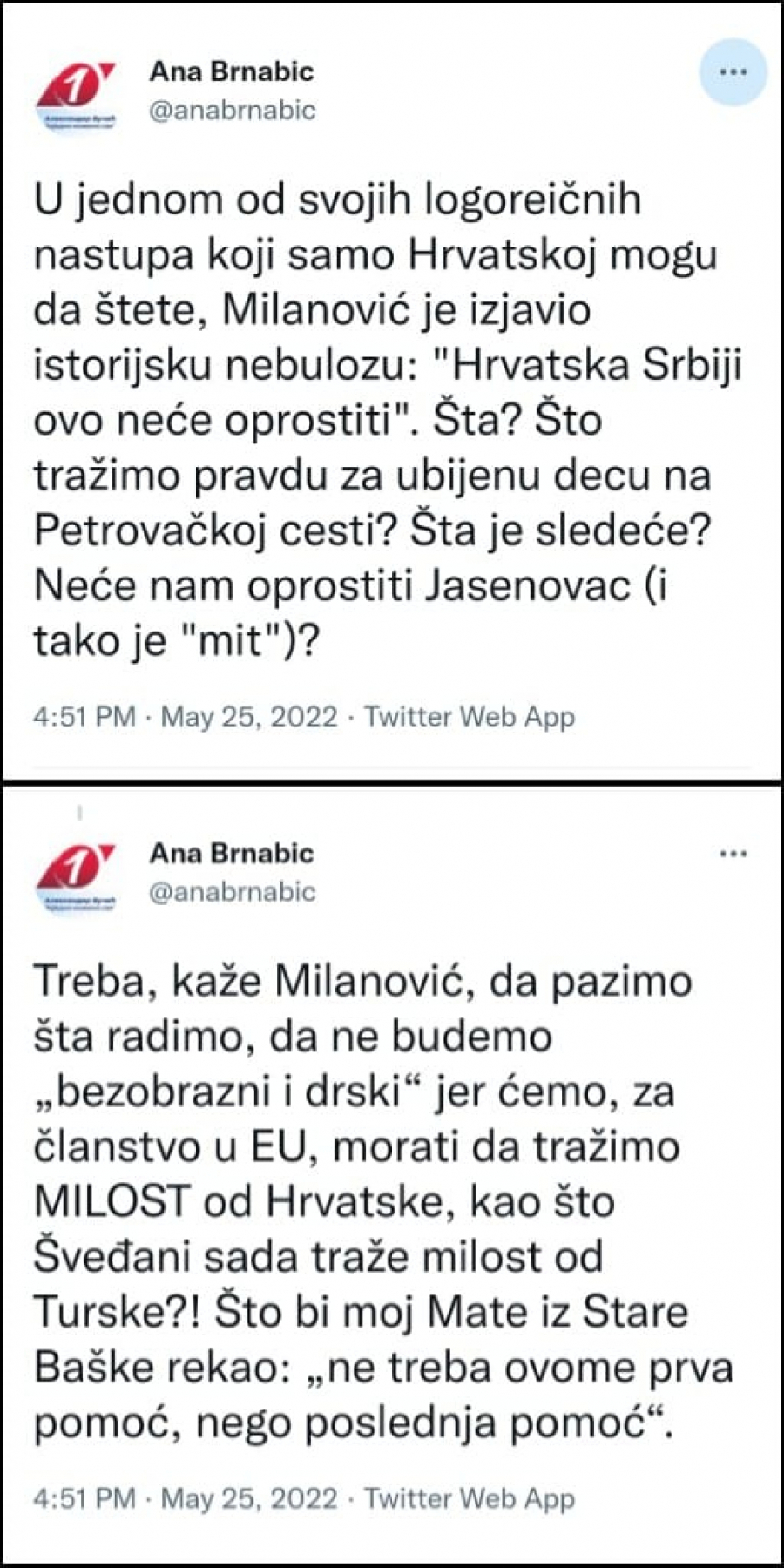 NE TREBA MU PRVA NEGO POSLEDNJA POMOĆ Milanović izjavio istorijsku nebulozu, šta je sledeće? Neće nam oprostiti Jasenovac?