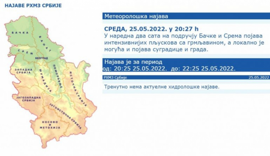 HITNA OBJAVA RHMZ Za sat-dva stižu pljuskovi sa grmljavinom, evo koji delovi zemlje su prvi na udaru