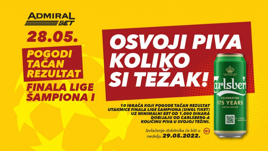 ADMIRAL BET i CARLSBERG - Uz Ligu šampiona i "kilogrami" piva