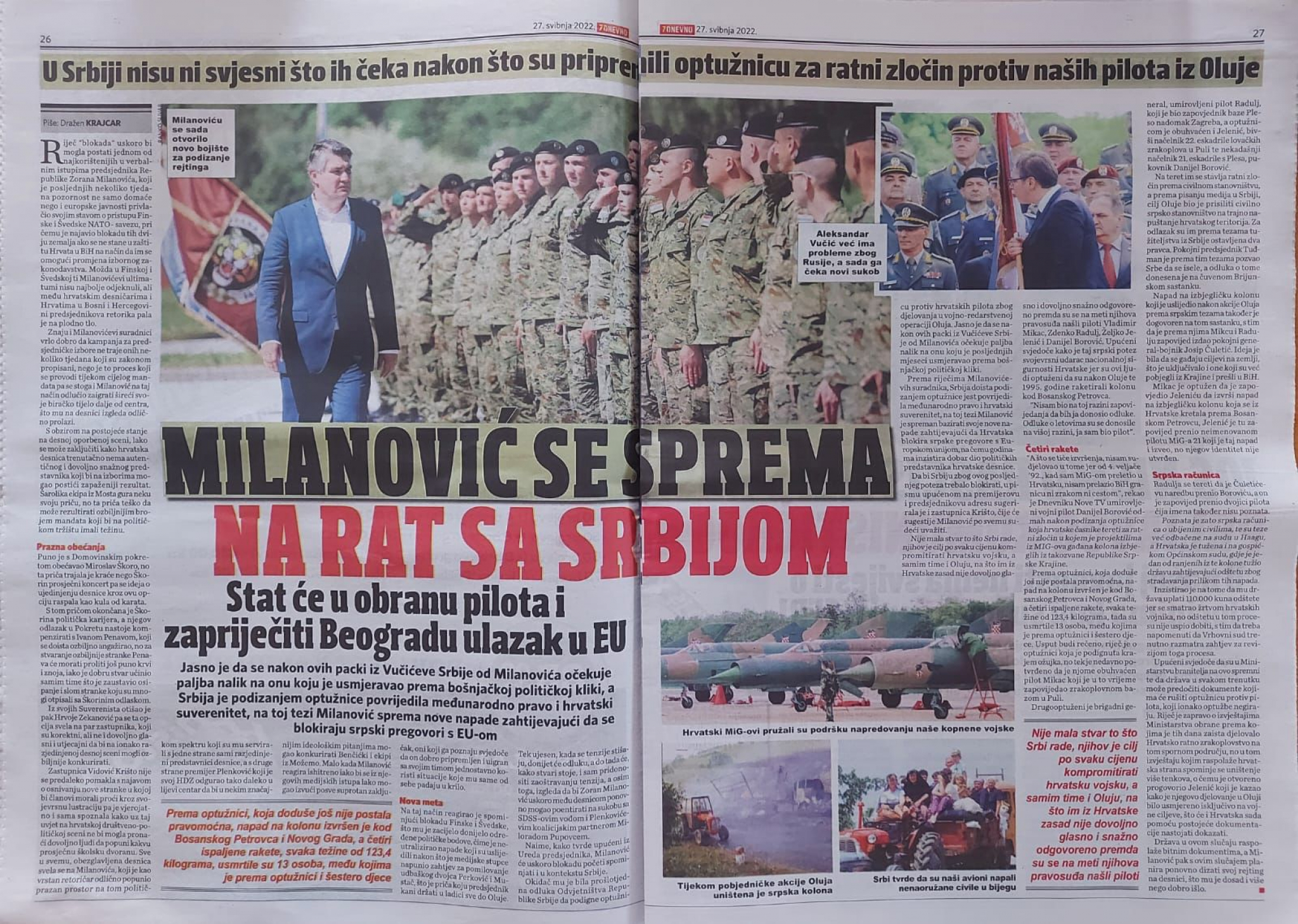 NJIHOVI MEDIJI PIŠU Hrvatska se sprema za rat protiv Srbije!