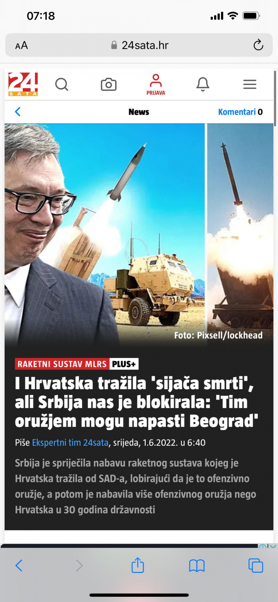 HRVATI BESNI Vučić nas sprečio da kupimo moćno američko oružje, a srpsku vojsku učinio nikad jačom!