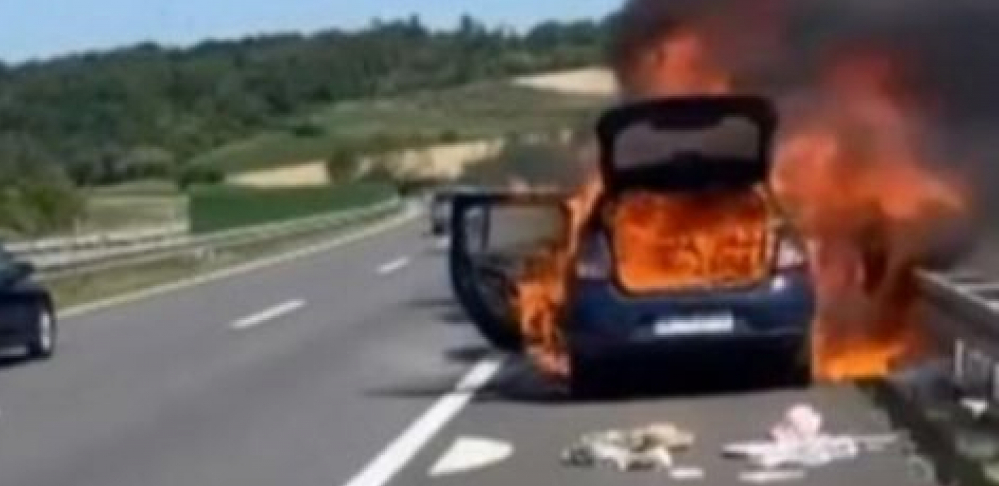 CRNI DIM KULJAO NA SVE STRANE Užas na autoputu kod Smedereva: Zapalio se automobil, potpuno izgoreo (VIDEO)