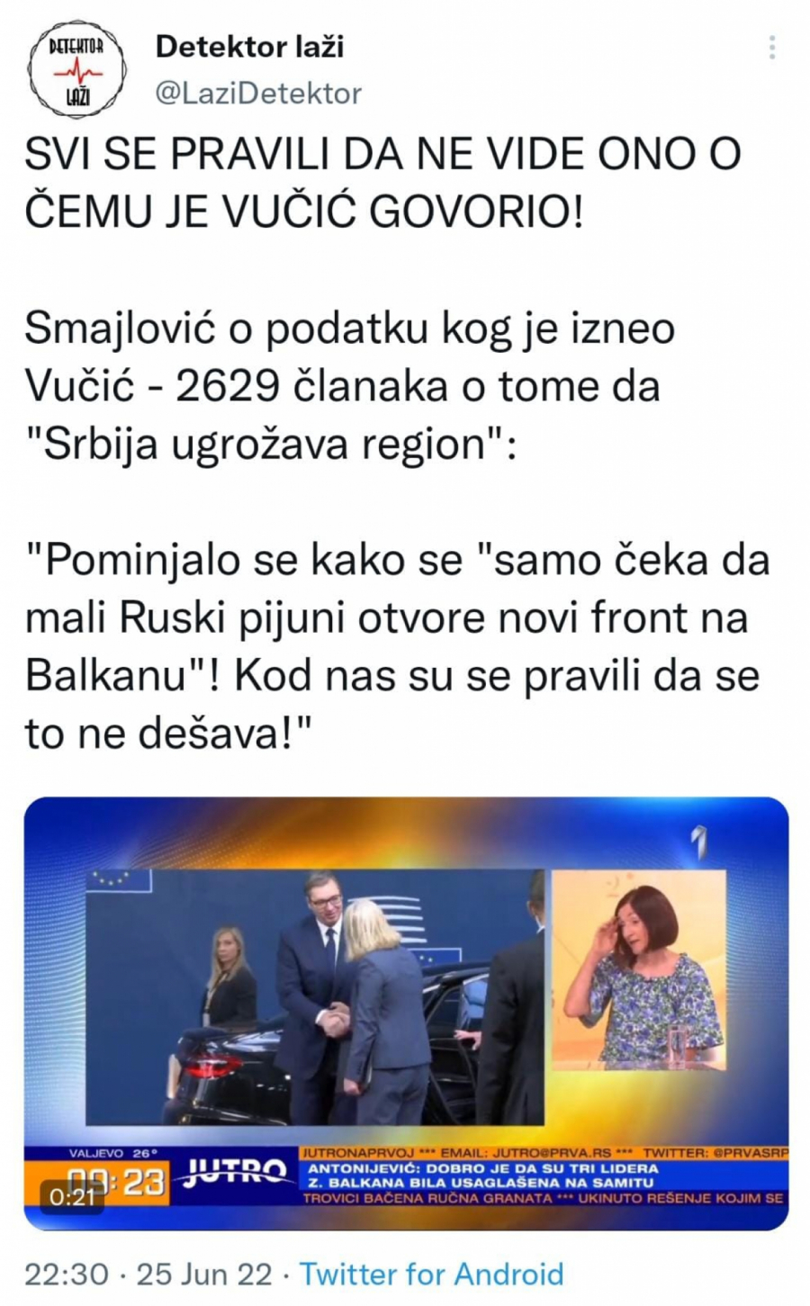 SVI SE PRAVILI DA NE VIDE O ČEMU JE VUČIĆ GOVORIO 2629 članaka o tome kako Srbija 