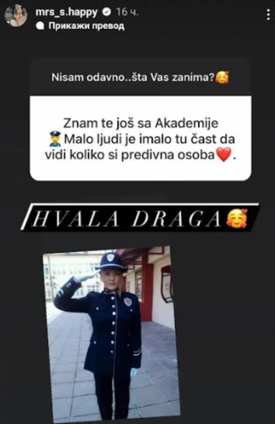 SANJA PRVI PUT OBJAVILA FOTKU U UNIFORMI Bivša rijaliti učesnica studirala Kriminalistiku, a šuškalo se da je izbačena zbog ovog skandala (FOTO)