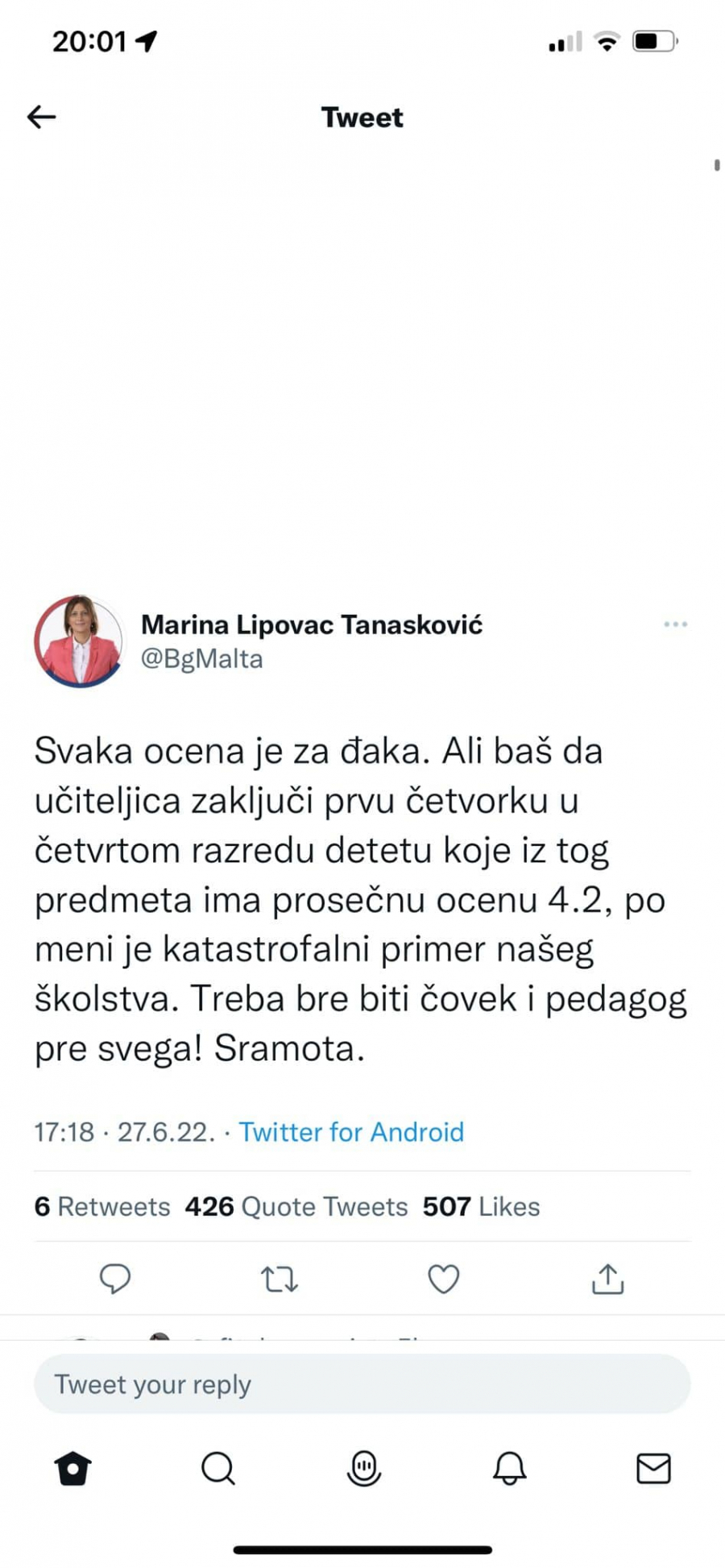 ŠTA BI TEK RADILI DA DOĐU NA VLAST?! Potpredsednica Jeremićeve stranke i odbornica u Beogradu, javno zloupotrebljava moć i vrši pritisak na učiteljicu koja njenom detetu nije dala peticu