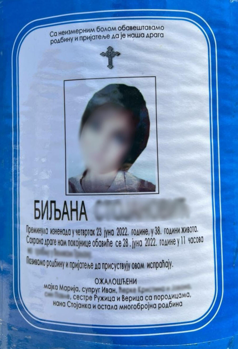 JEZIVI DETALJ NA UMRLICI BILJANE: Među ožalošćenima i muž Ivan kojeg je ubila i zabetonirala pre 3 godine
