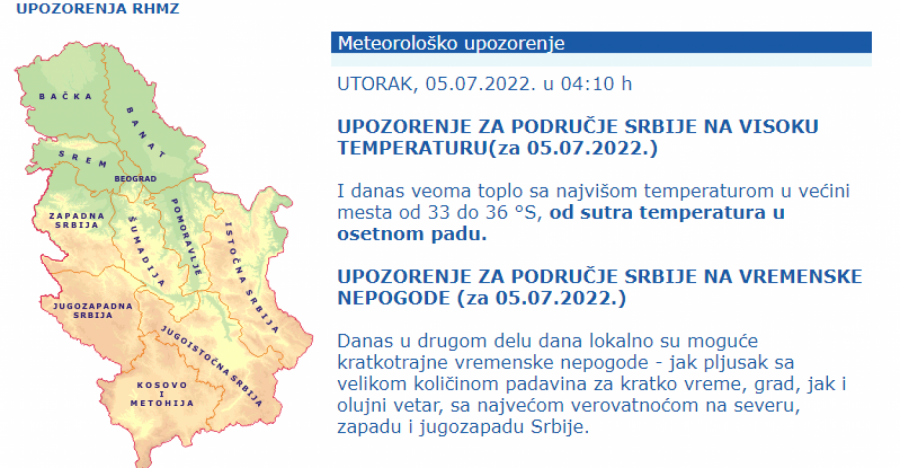 NAGLA PROMENA VREMENA Čekaju nas nepogode: pljuskovi, grad i olujni vetar!