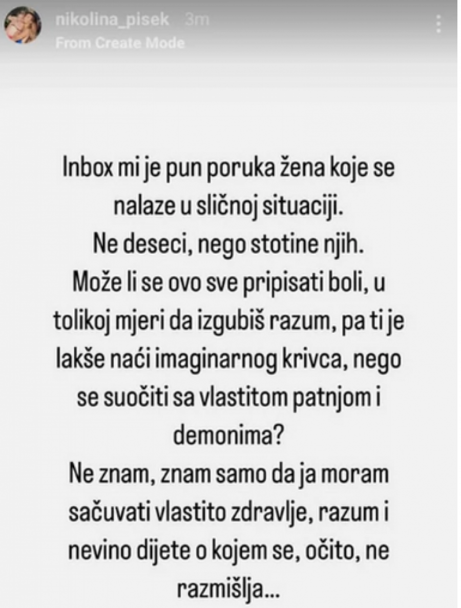 IZGUBIO JE RAZUM, SUOČI SE SA DEMONIMA! Nikolina Pišek se javno obratila svekru, voditeljki je svega preko glave: Moram da sačuvam javno dete!