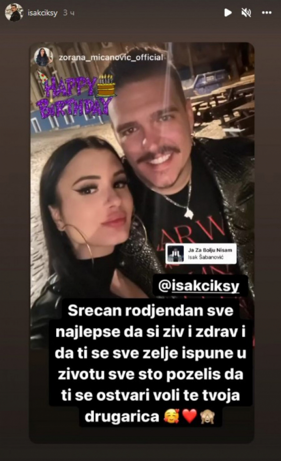 TORTA SA KOSTURSKOM GLAVOM Isak Šabanović proslavlja rođendan, a dirljiva čestitka stigla je i od nje (FOTO)