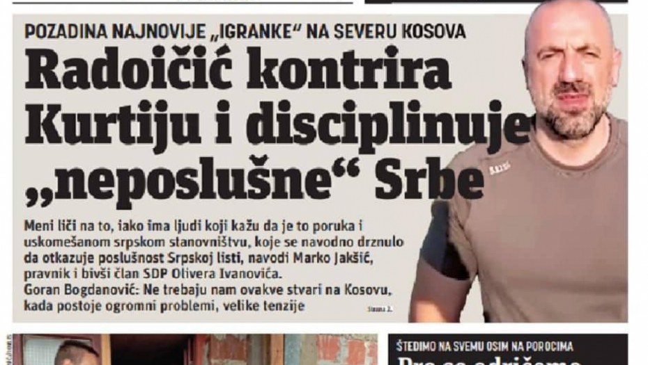 SRAMNO PISANJE ĐILASOVE "NOVE" Tajkunski mediji bi da i Radoičić i Srbi kleknu pred Kurtijem!
