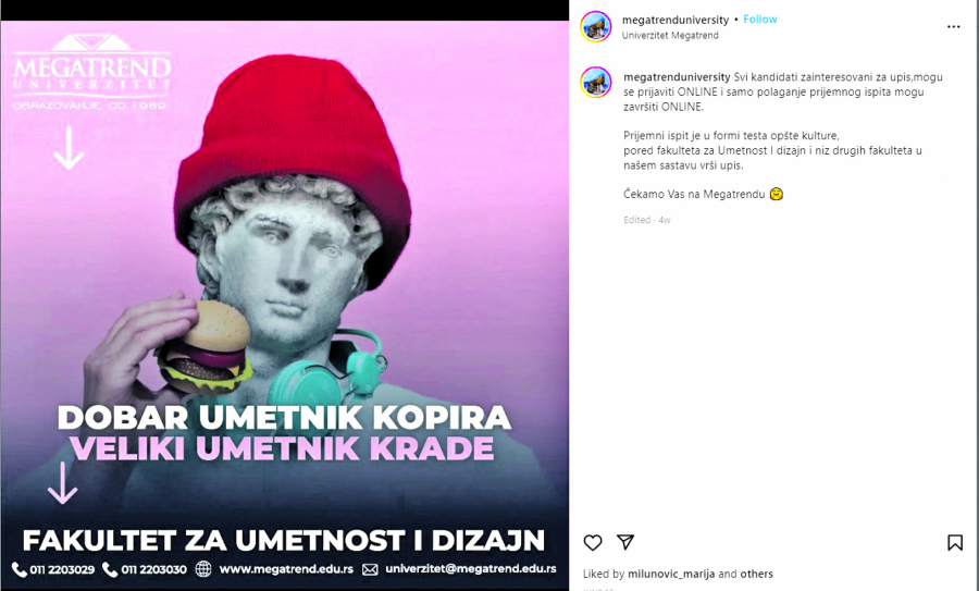 SRAMOTA Privatni univerzitet za svaki svoj fakultet nudi drugi vid varanja, po čemu već i jeste poznat: Megatrend uči pravnike varanju sistema i pre upisa