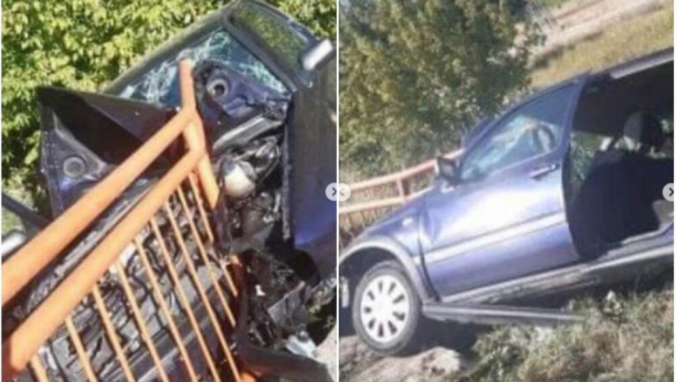 NESREĆA KOD MLADENOVCA Vozač zaspao za volanom, pa se zakucao u ogradu mosta (FOTO)