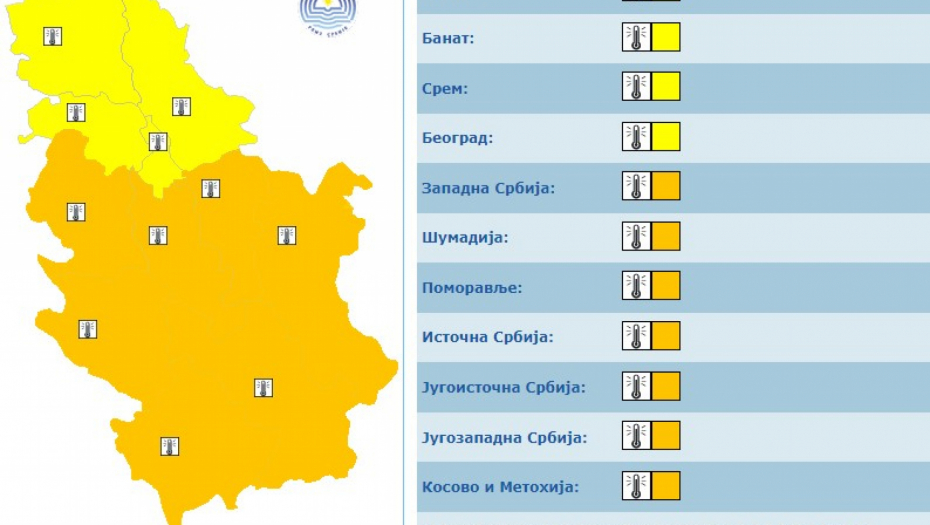 Narandžasti meteoalarm 25.7.