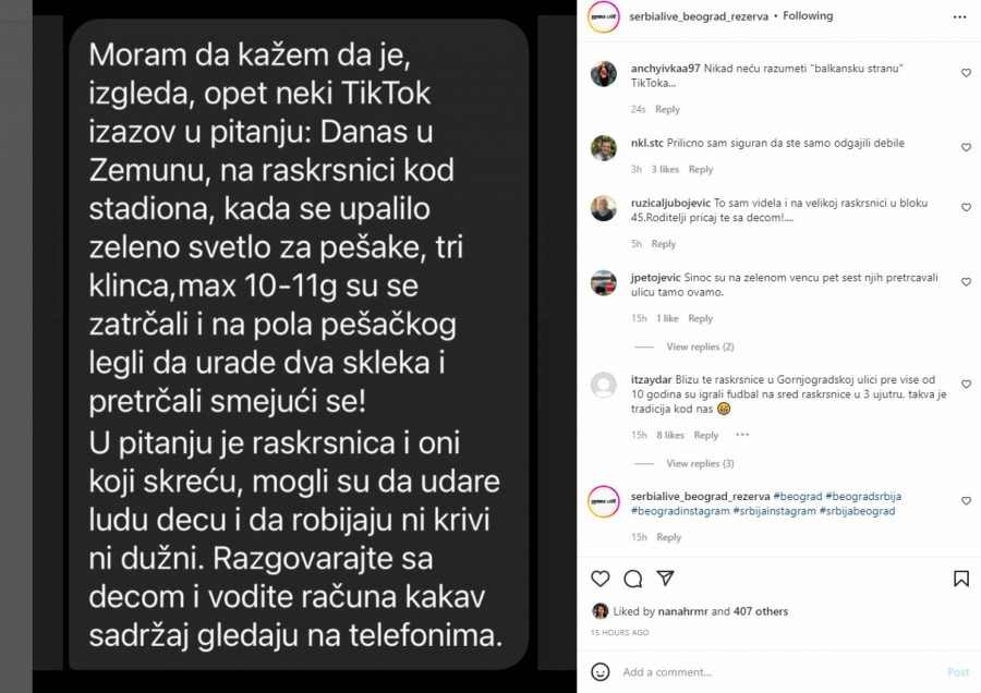 RADE SKLEKOVE NA PEŠAČKOM DOK JE ZELENO SVETLO Tiktok izazov vreba decu, besni posmatrači s nevericom se krste