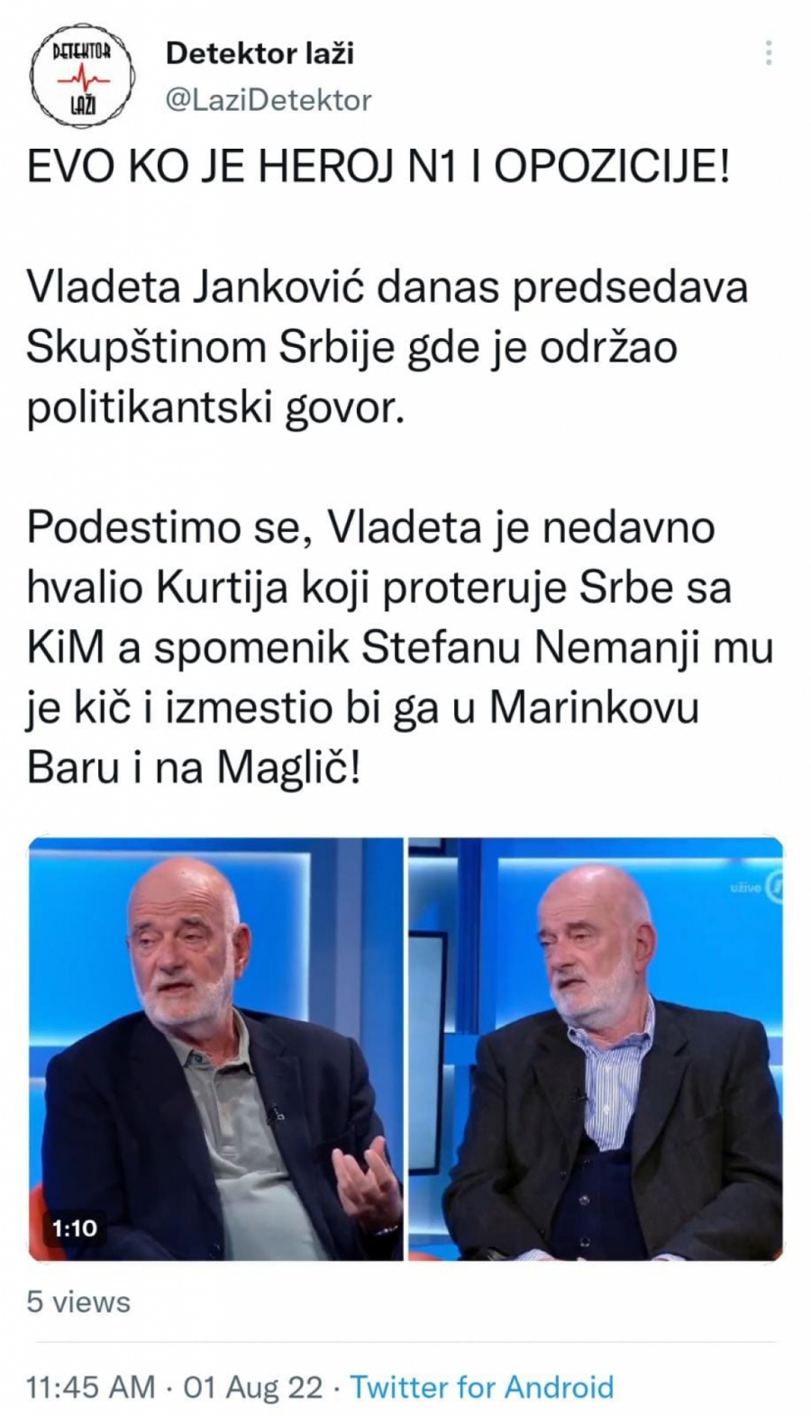 PODSETIMO SE HEROJA N1 I OPOZICIJE Janković je nedavno hvalio Kurtija, a danas predsedava Skupštinom Srbije (VIDEO)