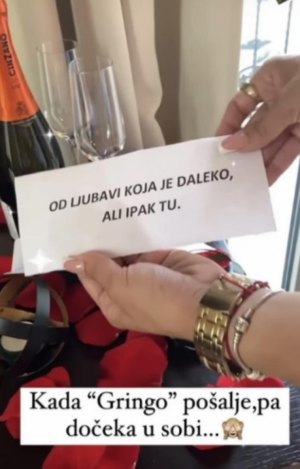 ZA DALILU ŠAMPANJAC, LATICE RUŽA I KOVERTA! Pokazala svima šta je bilo unutra (FOTO)