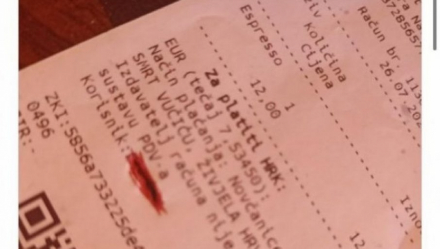 NOVA SKANDALOZNA PRETNJA VUČIĆU IZ HRVATSKE Na fiskalnom računu u jednom kafiću odštampali jezivu poruku (FOTO)