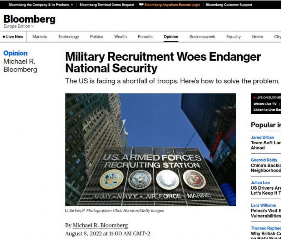 NEOČEKIVANA PRETNJA AMERIČKOJ BEZBEDNOSTI? Blumberg otkriva da Pentagonu fali regruta