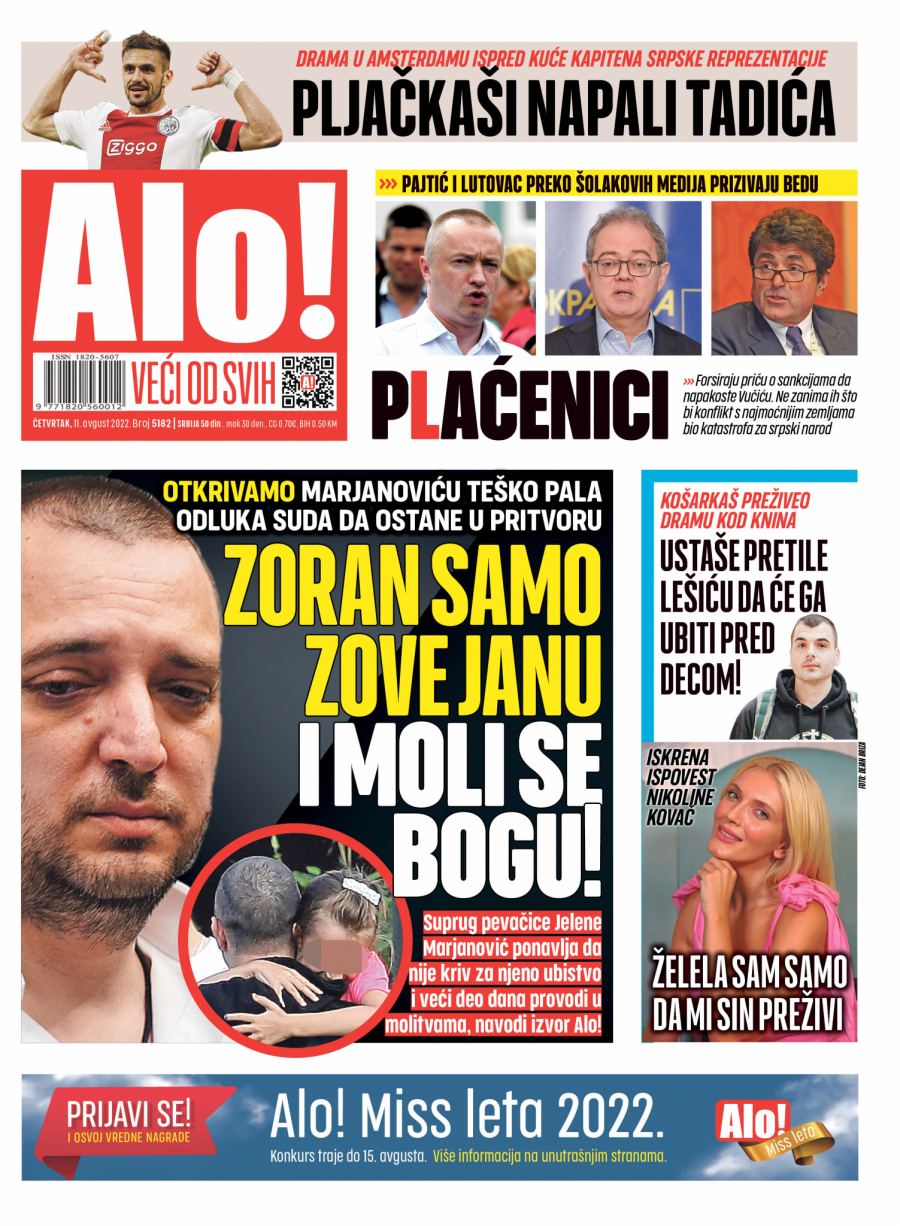 ZORAN ZOVE JANU I MOLI SE BOGU! Marjanoviću teško pala odluka suda da ostane u pritvoru