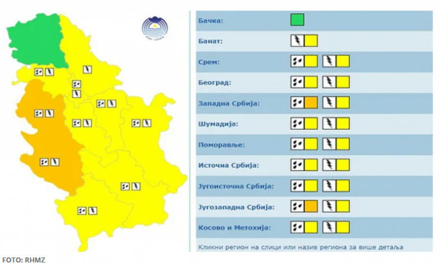 RHMZ IZDAO UPOZORENJE NA VELIKU KOLIČINU PADAVINA! Za vikend pljuskovi i grmljavina u ovim delovima Srbije