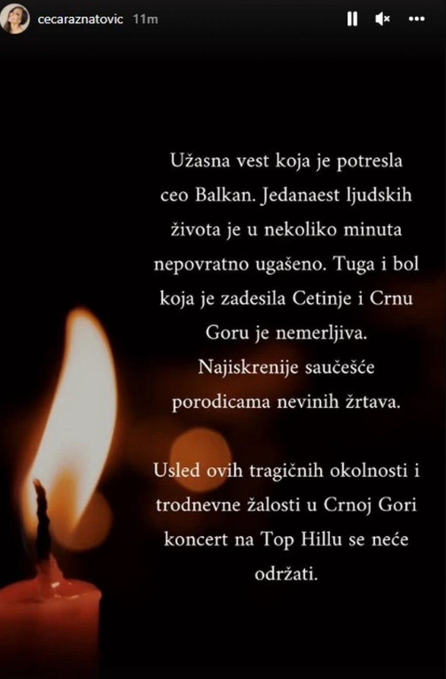TUGA JE NEMERLJIVA Ceca otkazala nastup u Crnoj Gori, pa izjavila saučešće porodicama nastradalih u masakru!