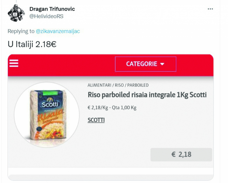 KAO ZLATO Na Tviteru se rasplamsala rasprava: Pa je’ l može pilav bez pirinča? Riža skuplja od 2 cela pileta!