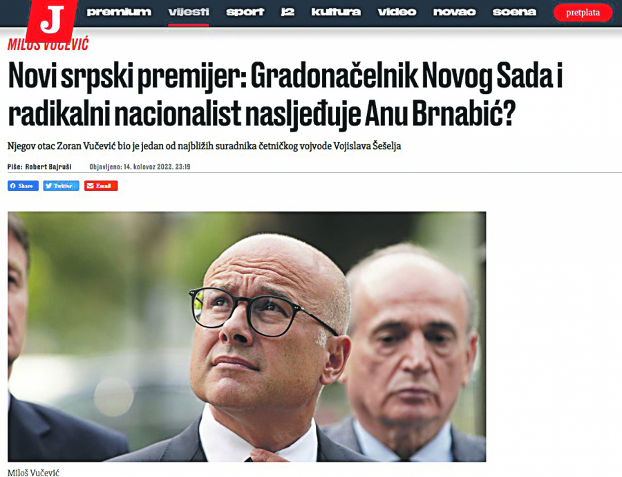 JUTARNJI LIST NAPAO KANDIDATA ZA BUDUĆEG PREDSEDNIKA VLADE SRBIJE: Hrvati u panici da će Vučević biti premijer!