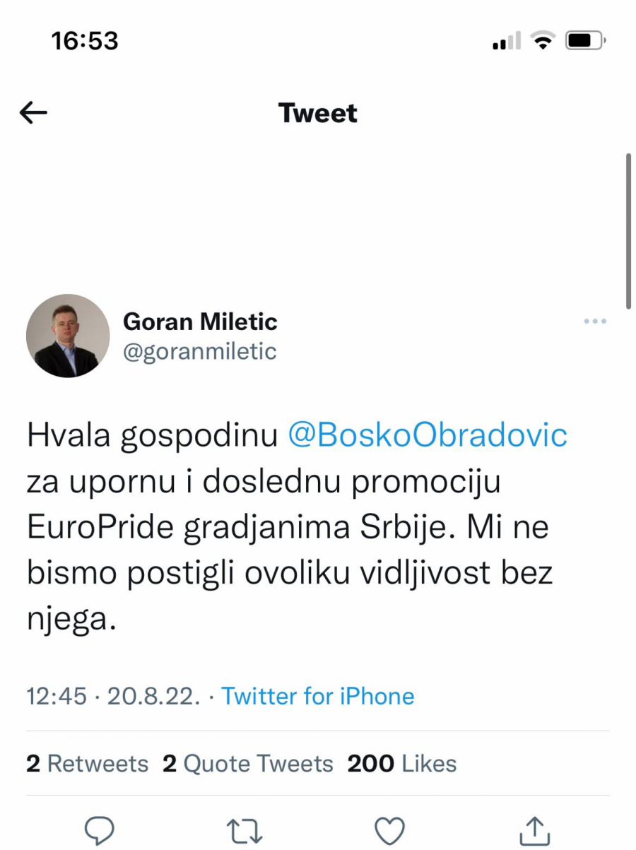 GEJEVI SE ZAHVALILI BOŠKU OBRADOVIĆU I DVERIMA: Bez njih gej populacija nikad ne bi imala ovoliko uspeha, hvala im za sve!