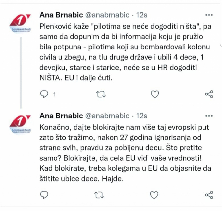 ANA BRNABIĆ PORUČILA PLENKOVIĆU Hajde, blokirajte nas više, objasnite kolegama u EU da štitite ubice dece
