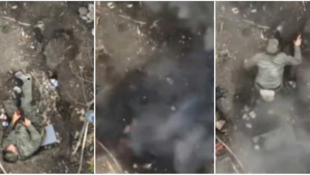 ZASTRAŠUJUĆI SNIMAK S RATIŠTA Na ruskog vojnika pala bomba dok je spavao u rovu (VIDEO)