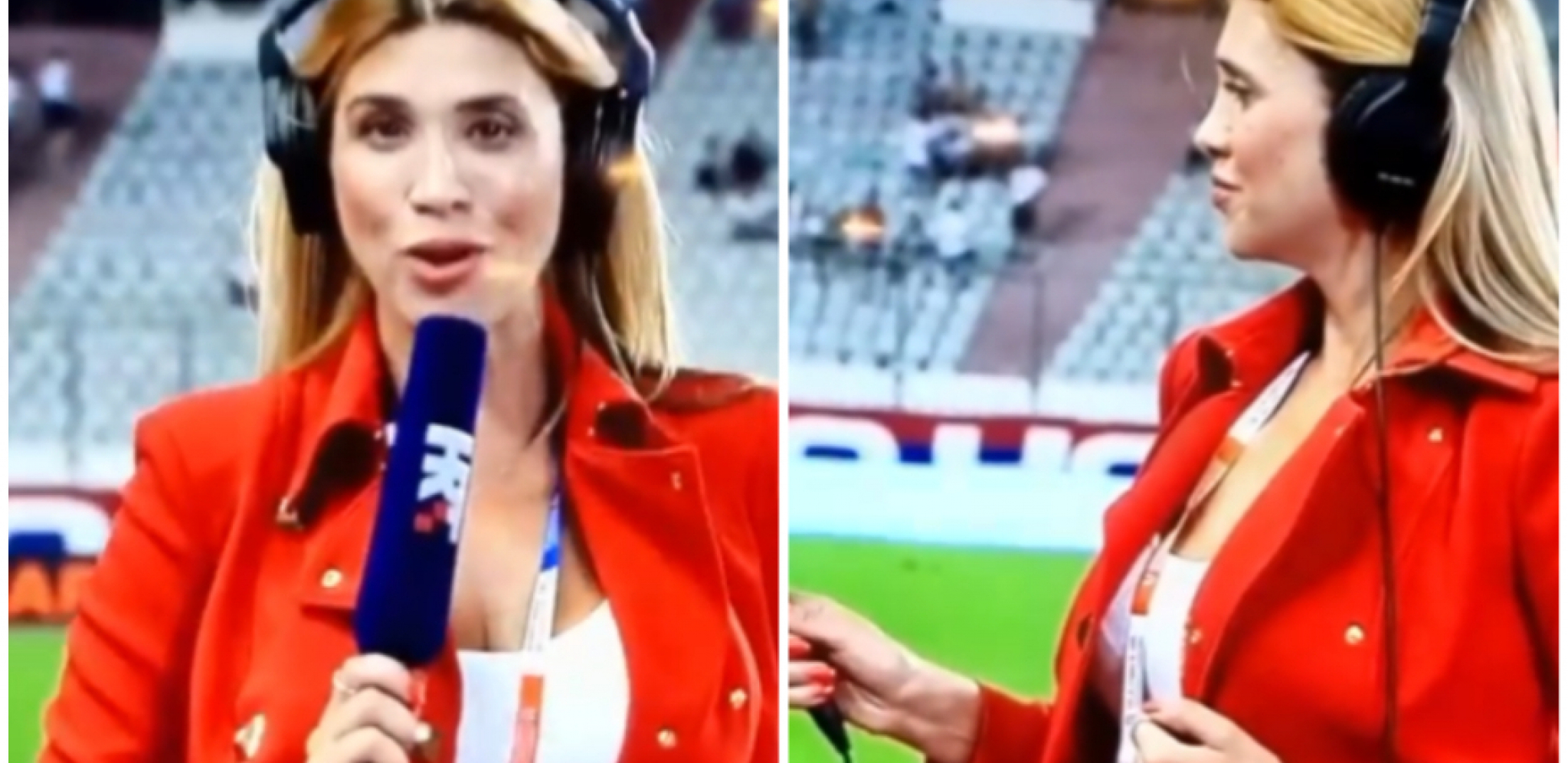 NIJE MOGLA DA SMIRI BUJNE GRUDI Hrvatska voditeljka uživo u programu nameštala dekolte, navijači pali u trans (VIDEO)