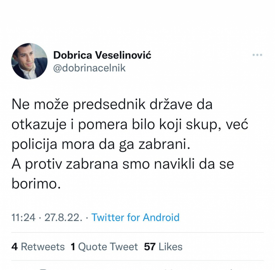 UMISLIO DA SE NEŠTO PITA Lažni ekolog Dobrica nezadovoljan zbog otkazivanja Parade ponosa