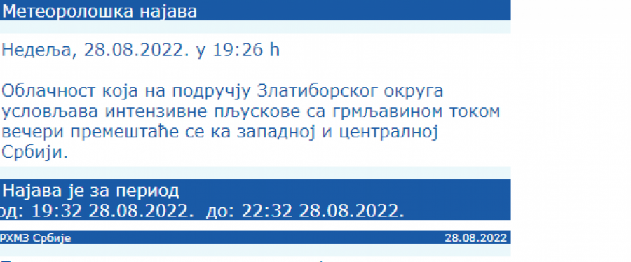 NAJNOVIJE UPOZORENJE NA NEVREME IZ RHMZ Pljuskovi se kreću ka Beogradu, oblaci jure i ovim delovima zemlje  (FOTO)