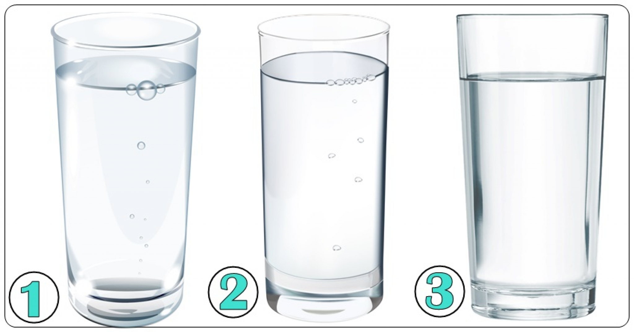 TRI ČAŠE SA VODOM DELUJU ISTO ALI NISU Ona koju prvu pogledate otkriva da li će se ispuniti vaša očekivanja