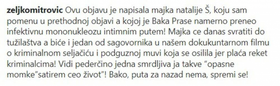 PEDE*ČINO JEDNA SMRDLJIVA, SPREMI SE! Željko Mitrović se oglasio i zapretio Baka Prasetu, javila se i majka devojke kojoj je jutjuber preneo bolest