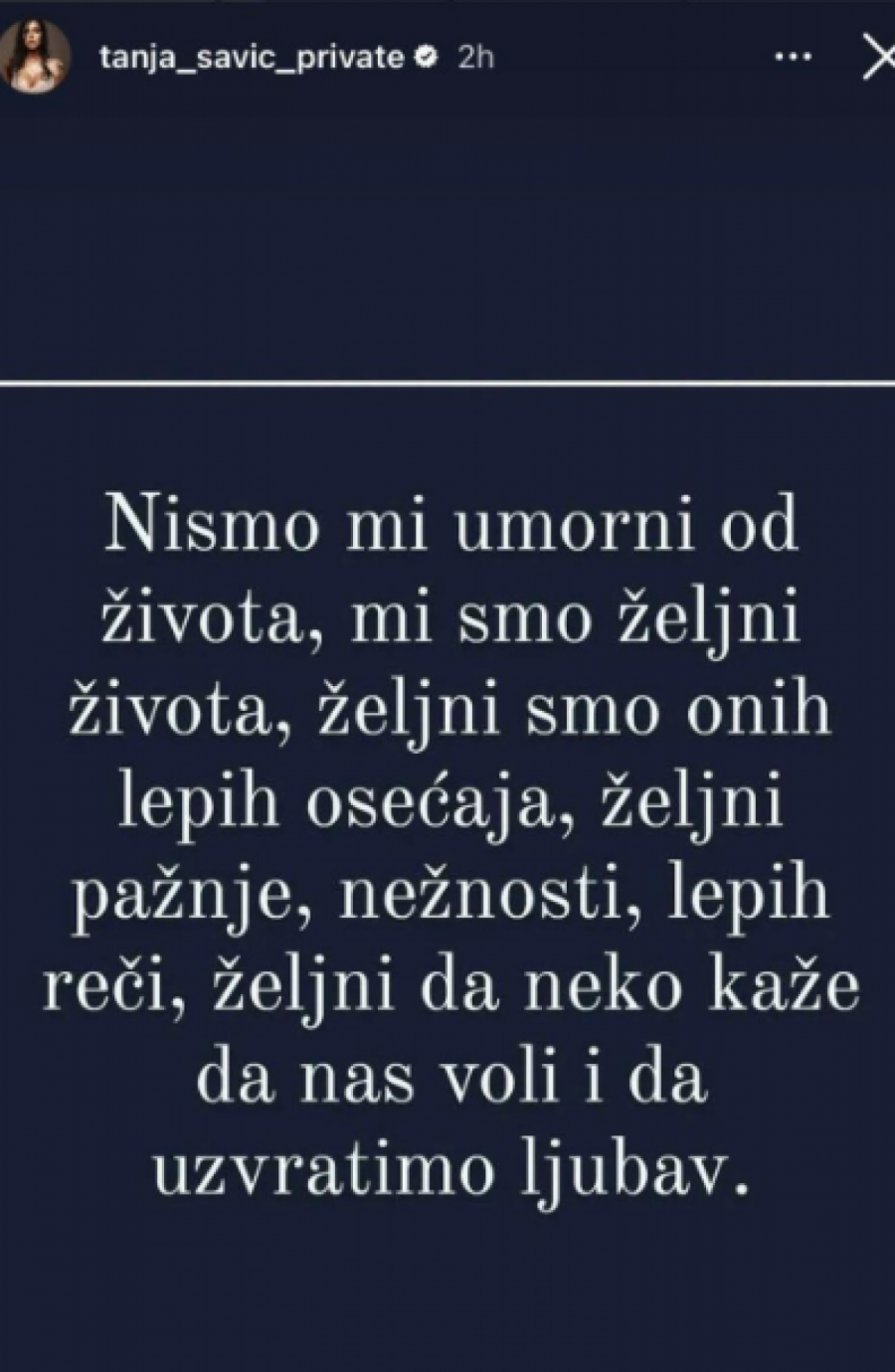 TANJA SAVIĆ USAMLJENA Pevačica ovom objavom iznenadila sve: Željna sam pažnje, nežnosti i lepih reči (FOTO)