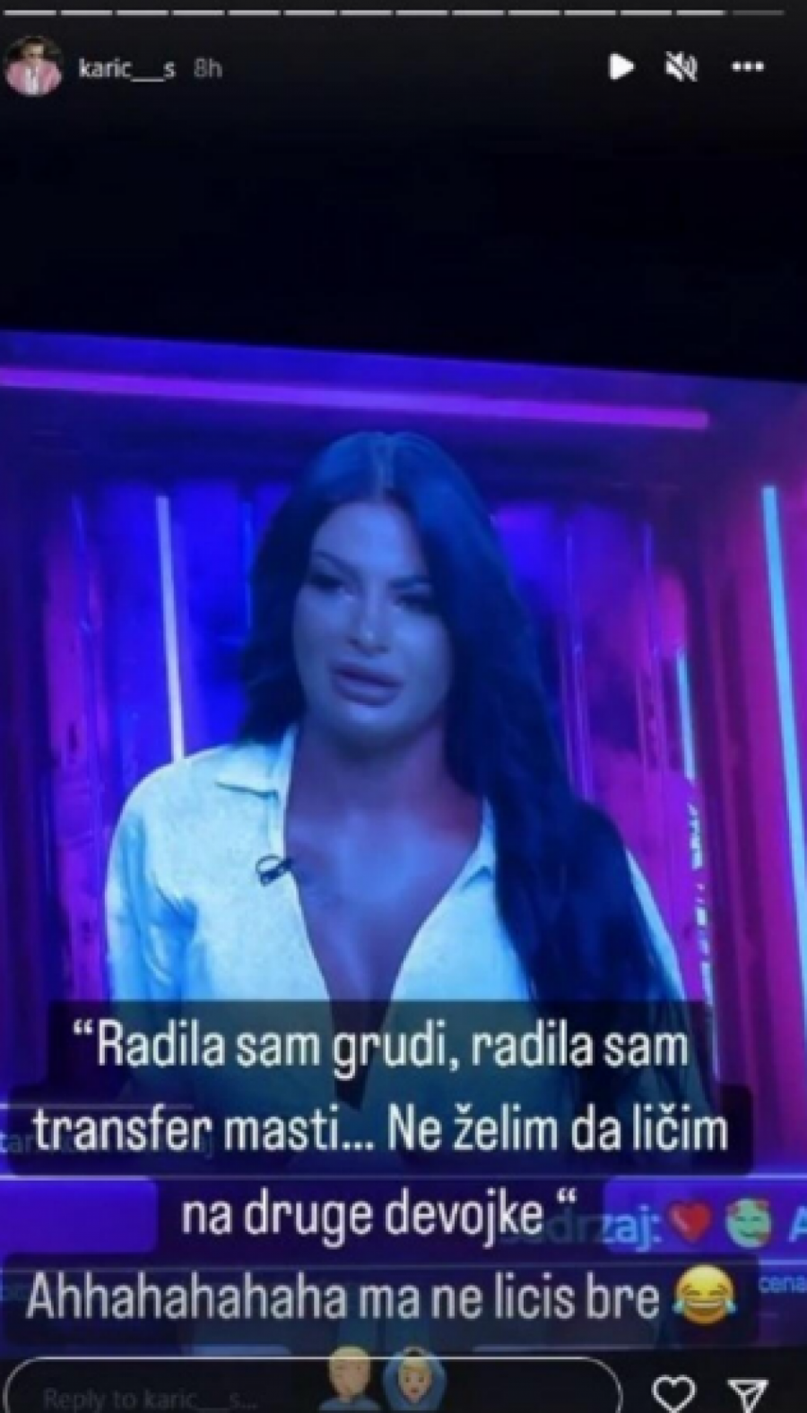 STEFANU KARIĆU NOVA ZADRUGARKA ZAPALA ZA OKO Javno je ismejao zbog plastičnih operacija, pa joj poručio ovo