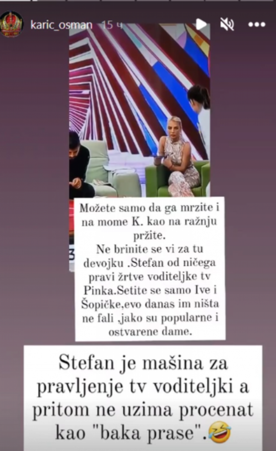 STEFAN JE MAŠINA ZA PRAVLJENJE VODITELJKI Osman žestoko udario na Karićeve bivše (FOTO)