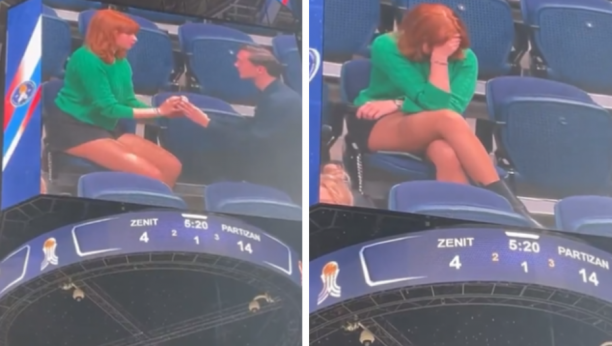 NEUSPEŠNA PROSIDBA NA PARTIZANOVOJ UTAKMICI Navijač doživeo veliko razočarenje nakon što je kleknuo ispred devojke