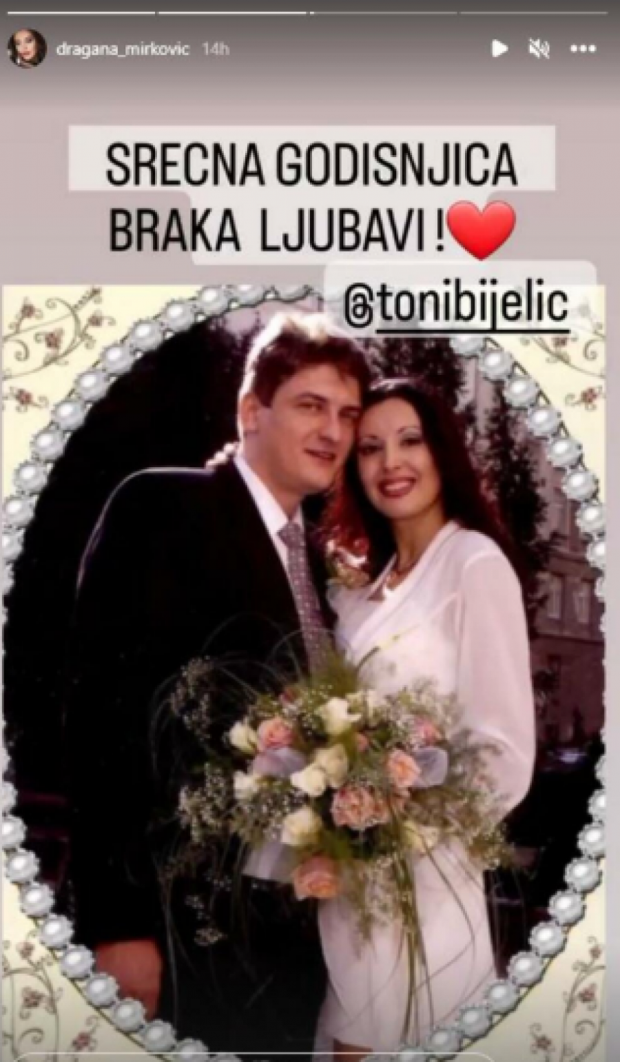 DANAS SLAVE 22 GODINE BRAKA Dragana Mirković objavila nikad viđenu fotku sa venčanja, pa poslala emotivnu poruku Toniju (FOTO)