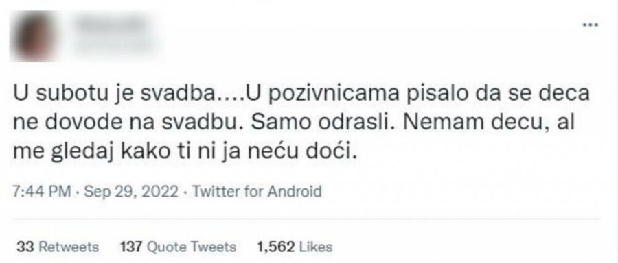 ZAHTEV MLADENACA IZAZVAO HAOS Žestoka rasprava na Tviteru zbog pozivnice na svadbu