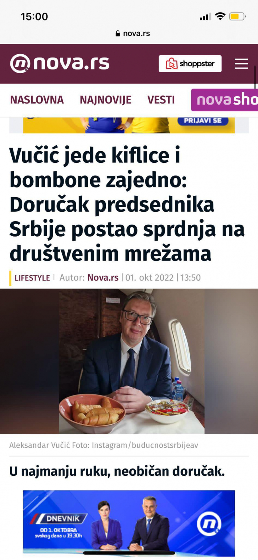 SMETA IM SKROMNOST: Tajkunskim medijima je smešno što Vučić jede ono što običan svet može sebi da priušti (FOTO)
