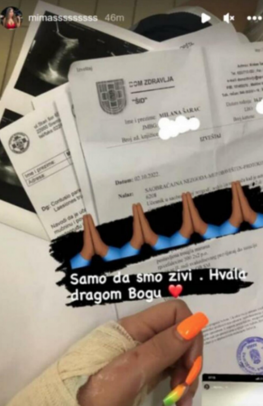 BIVŠA ZADRUGARKA IMALA SAOBRAĆAJNU NESREĆU Ruka u gipsu, auto uništen, a evo kakve su posledice