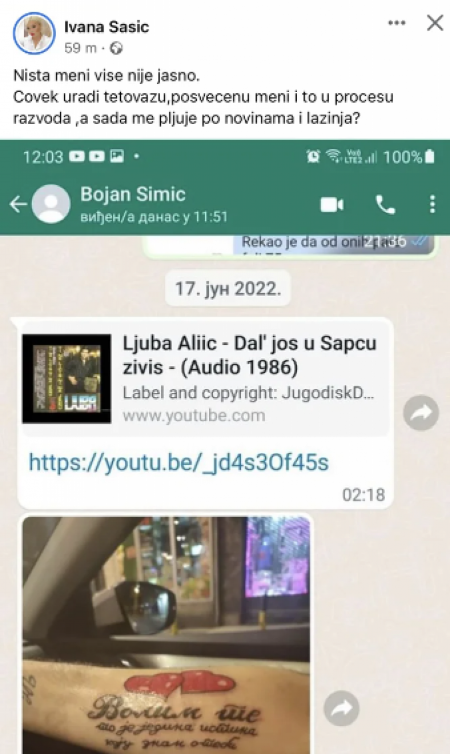 SKANDAL DOBIJA NOVI EPILOG Ivana Šašić javno razotkrila bivšeg muža, pokazala njegove poruke, a ovo je uradio tokom razvoda (FOTO)