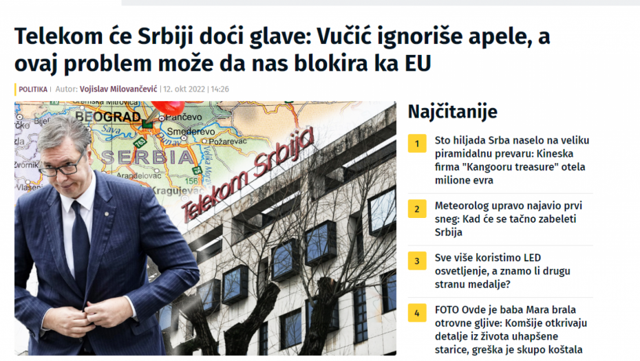 BRUTALAN NAPAD TAJKUNSKIH MEDIJA Telekom treba uništiti, doći će nam glave!