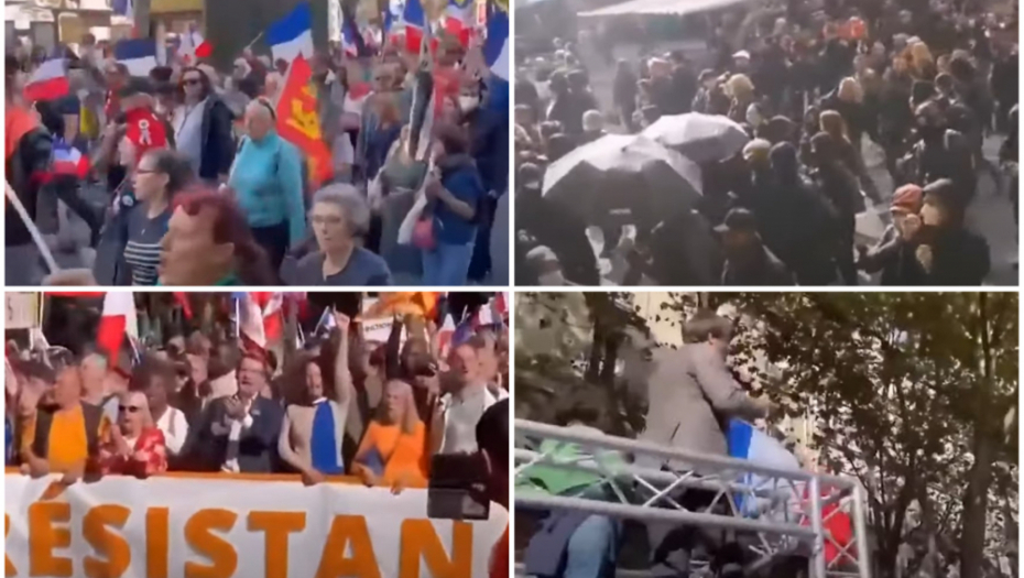 MASOVNI PROTESTI U PARIZU Francuski demonstranti pozivaju na izlazak iz NATO-a (VIDEO)