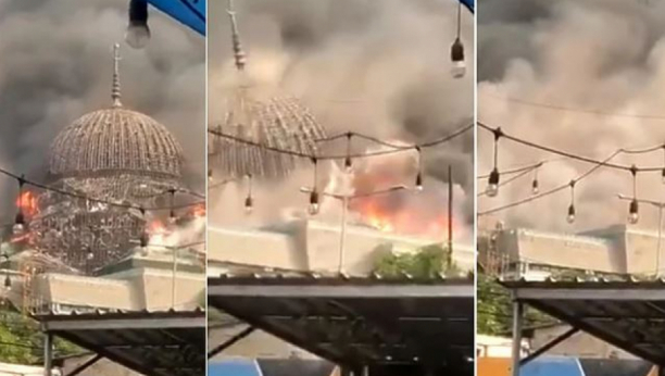 KAMERE UHVATILE POSLEDNJI MOMENAT! Stravičan požar u džamiji, beton pukao zbog toplote, a onda je nastao haos! (VIDEO)